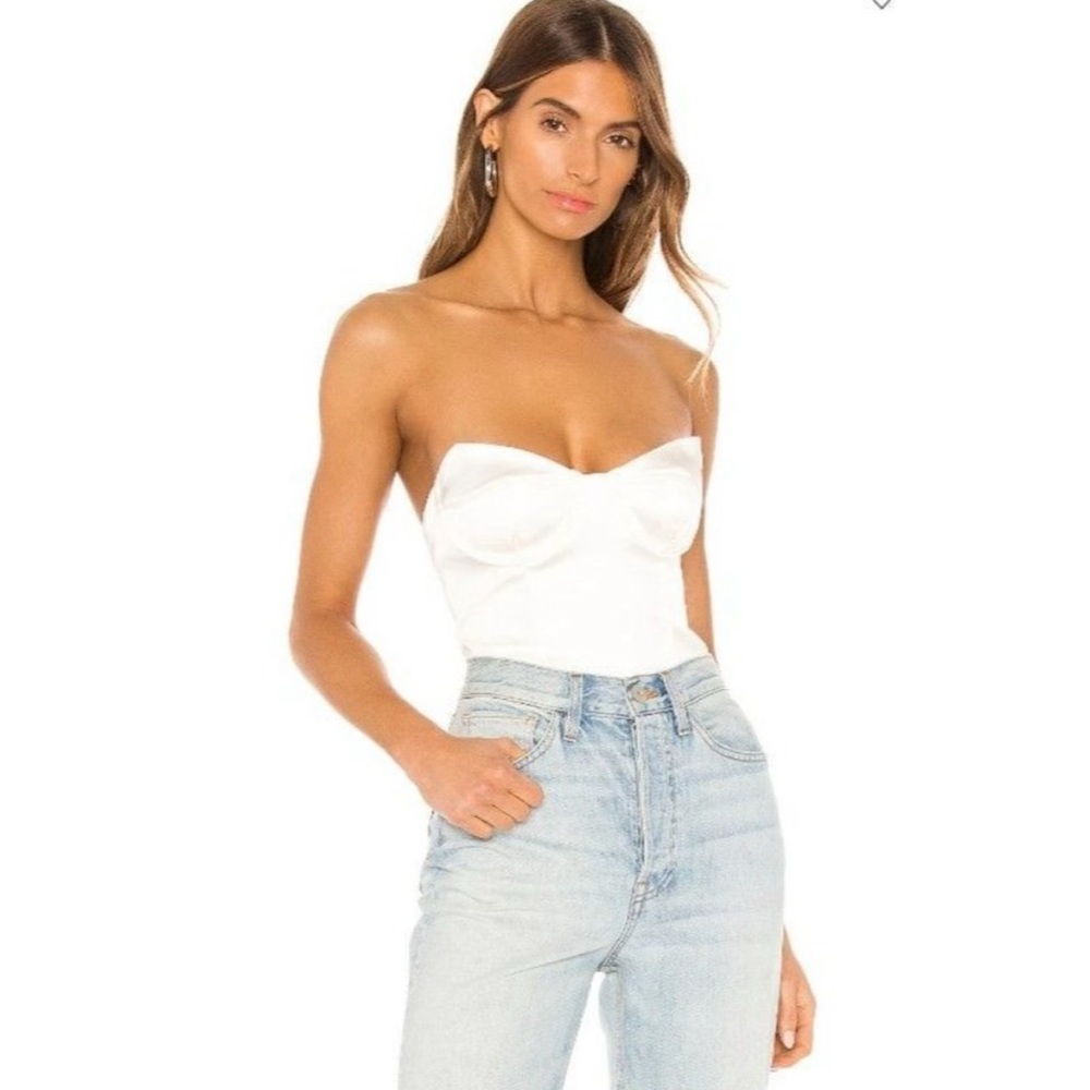 NWT h:ours White Strapless Bodysuit